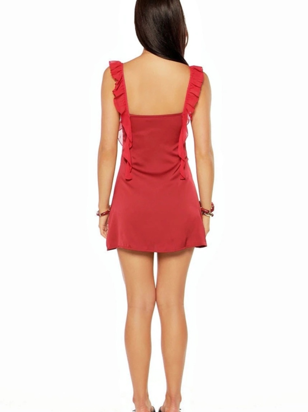 Red Ruffle Mini Dress - Picture 2 of 3